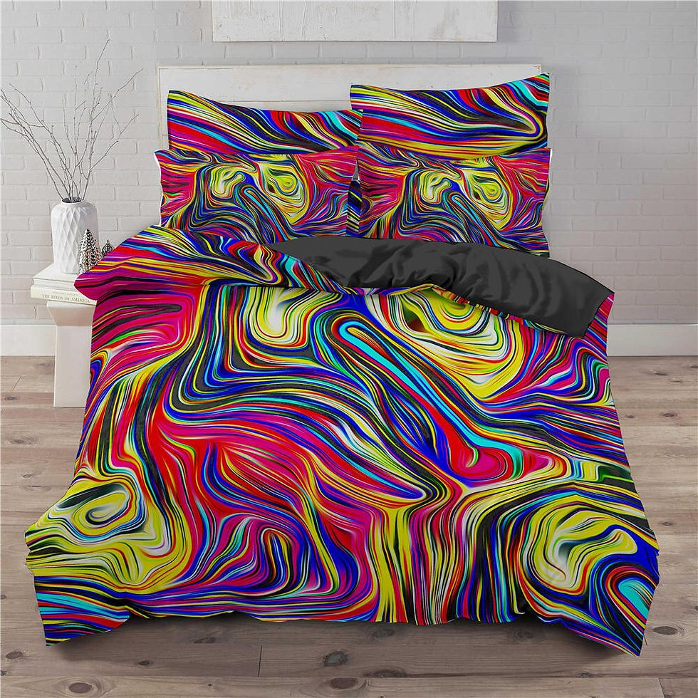 Miniature : Tie Dye Duvet Cover King Queen 3D Trippy Spiral Swirl Bedding Set Abstract Rain