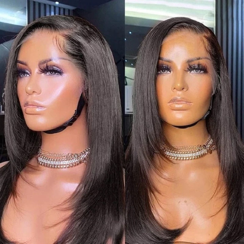 Thumbnail: Hair Inner Buckle Straight Lace Wig Side Part Brazilian Human Hair Lace Front W