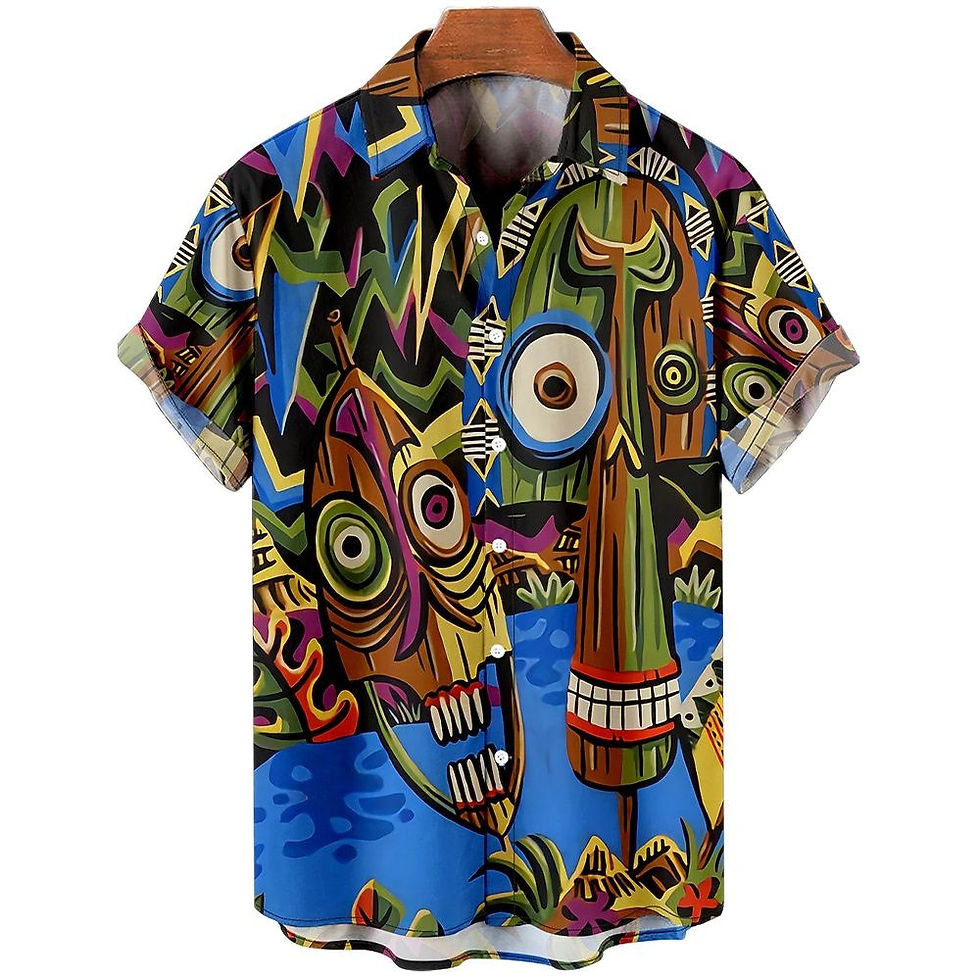 Thumbnail: Summer Men's Hippie Shirt Cartoon Beach Summer Outdoor Vintage Parrot Print Shi