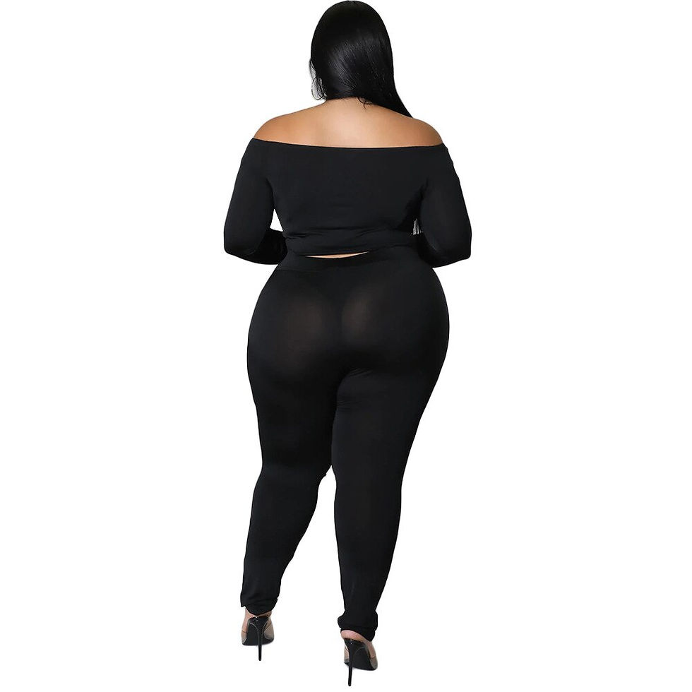 Thumbnail: Big Beautiful Women Pants Set Female 2PCS Outfits Girl's Cropped Tops Lace Up P