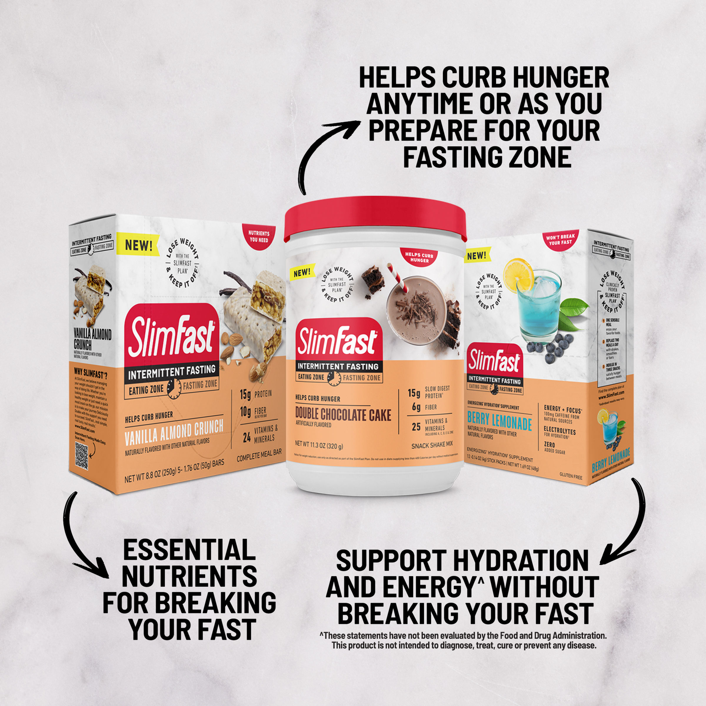SlimFast, Intermittent Fasting Energizing Hydration Drink Mix, Fruit Punch, 12