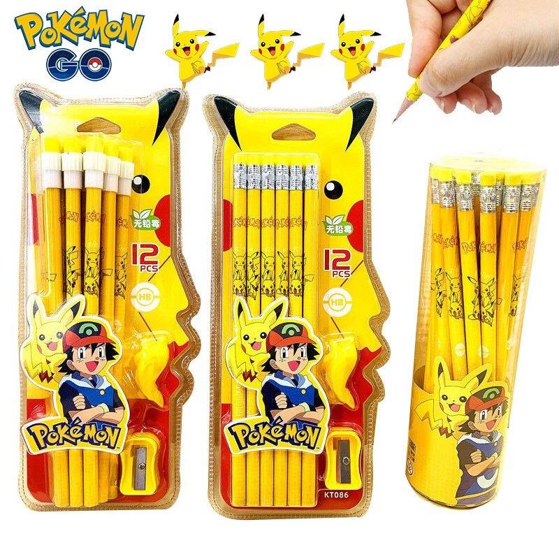 Thumbnail: 12pcs New Pokemon Pikachu HB Pencil HB Boxed Children's Cartoon Animation Prima