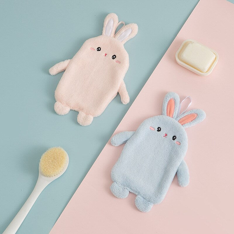 Thumbnail: Absorbent Hanging Type cute rabbit Embroidered Towelette Home Decora Dual Purpo