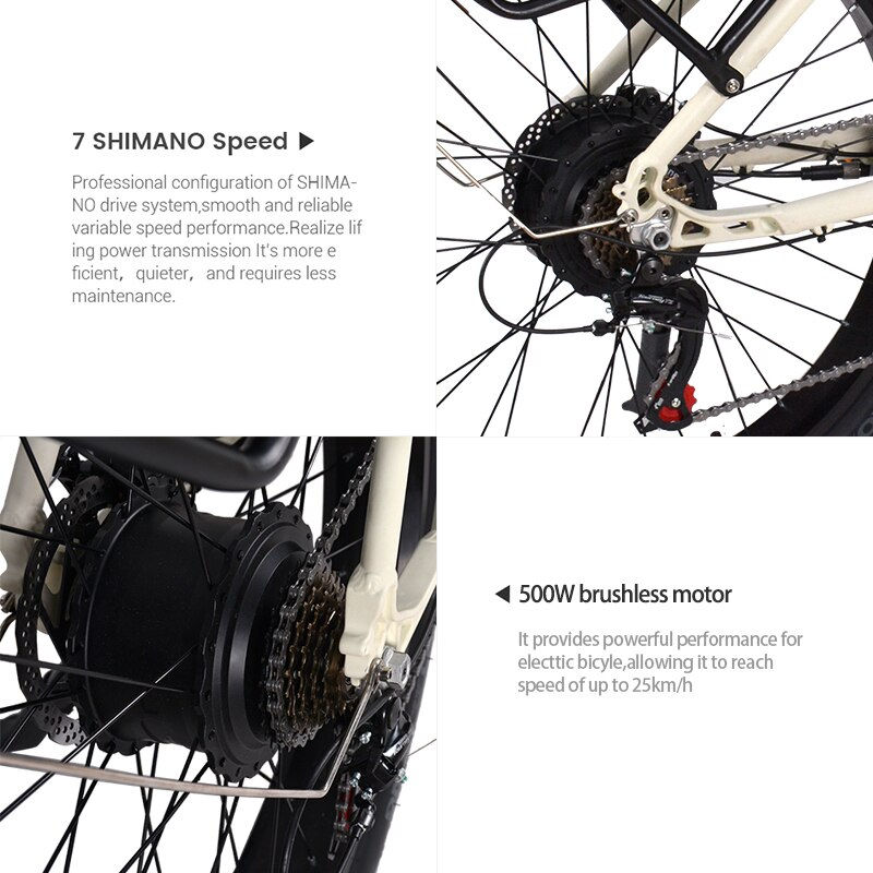 Thumbnail: Duty Free Electric Bike 500W 48V 10AH Lithium Battery 4.0 Fat Ebike Fatbike Adu