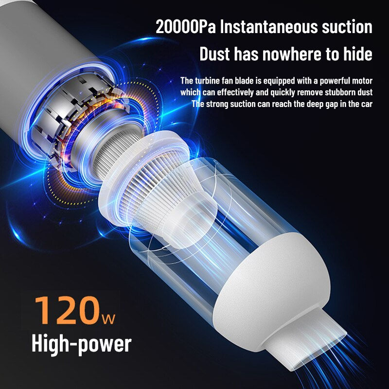 Thumbnail: Car Vacuum Cleaner Rechargeable Handheld Vacuum Cleaner Car Home Dual Purpose W