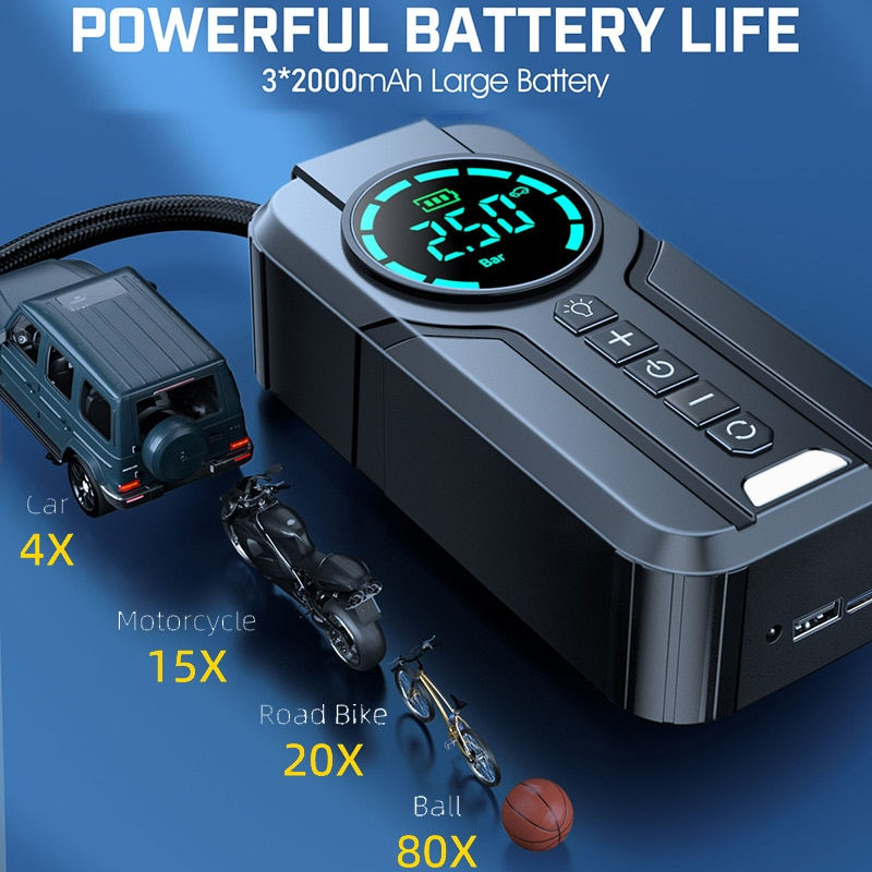 الصورة المصغرة: BUVAYE Car Inflator Tire Pump Portable Car Air Compressor for Motorcycles Bicyc