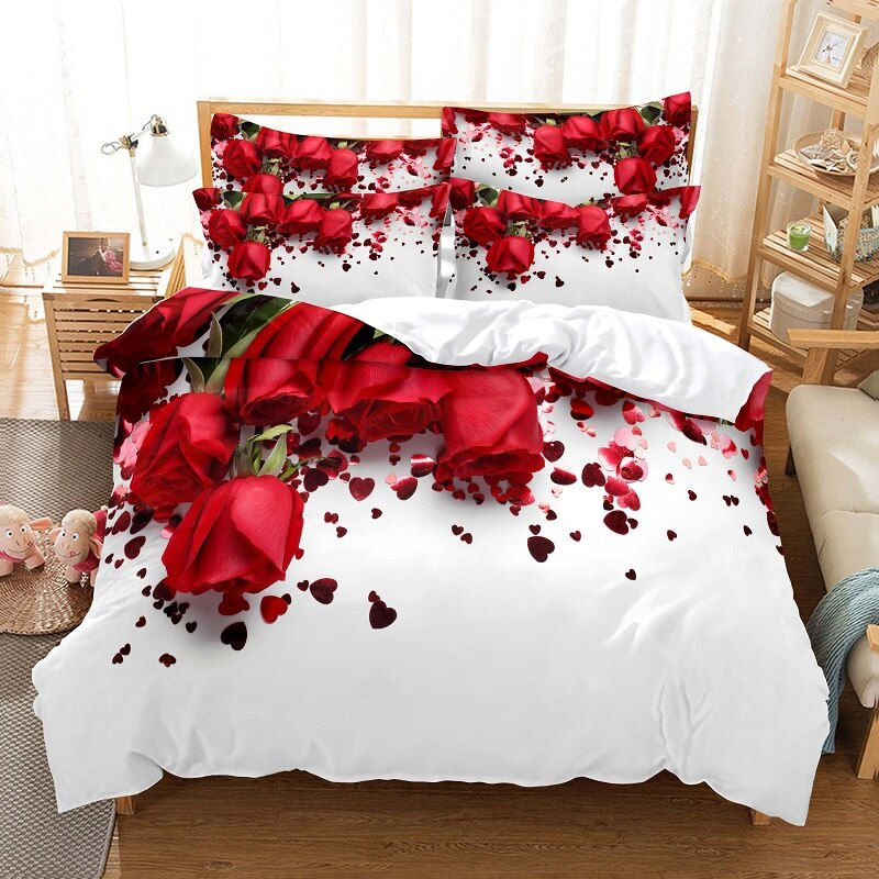 Miniature : Rose Bedding Set Quilt/Duvet Cover Pillow Case 3D HD Double Full King Queen Twi