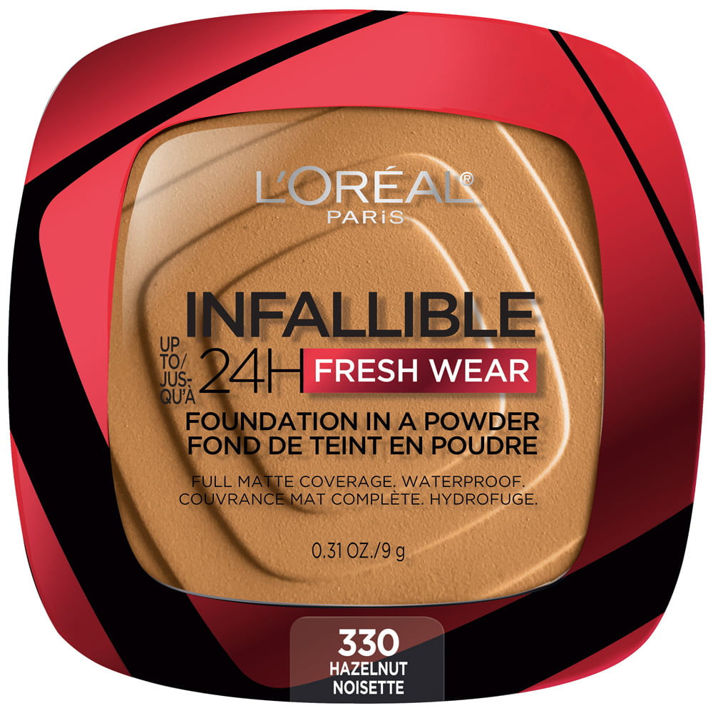 L'Oreal Paris Infallible Up to 24H Fresh Wear Foundation in a Powder, Hazelnut,