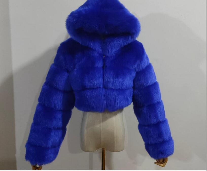 Thumbnail: Winter Fluffy Faux Coats Jackets Women Jackets With Hooded Winter Fur Jacket