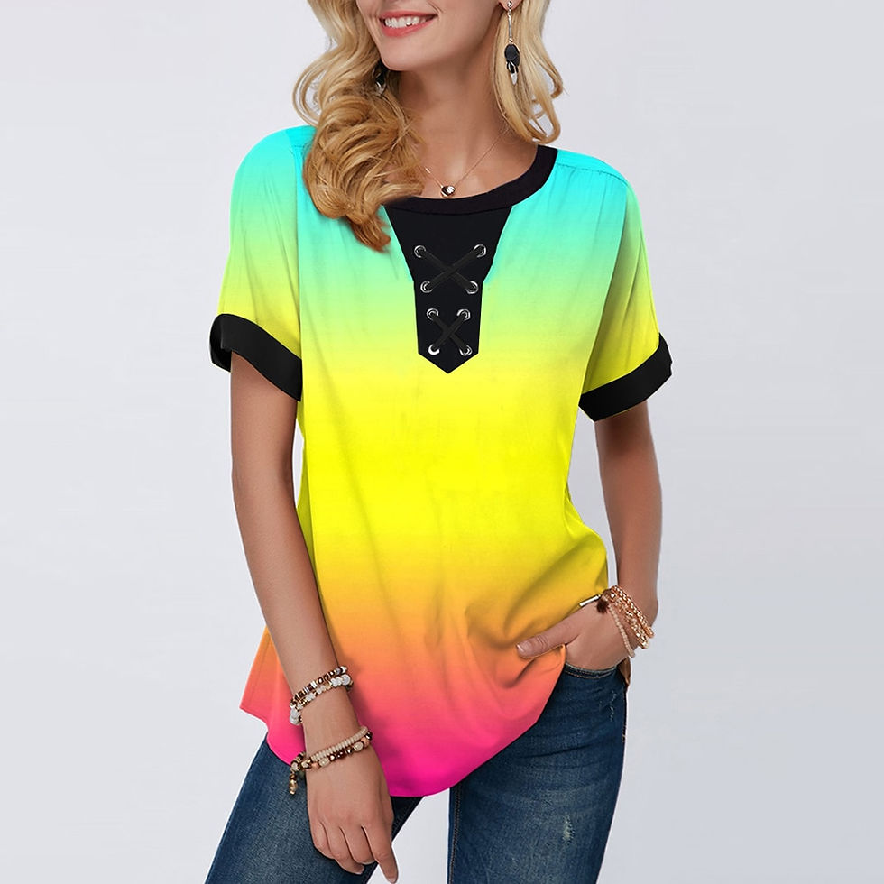 الصورة المصغرة: T-shirt Women Gradient Floral Print Short Sleeve Tees Harajuku Clothes Summer O