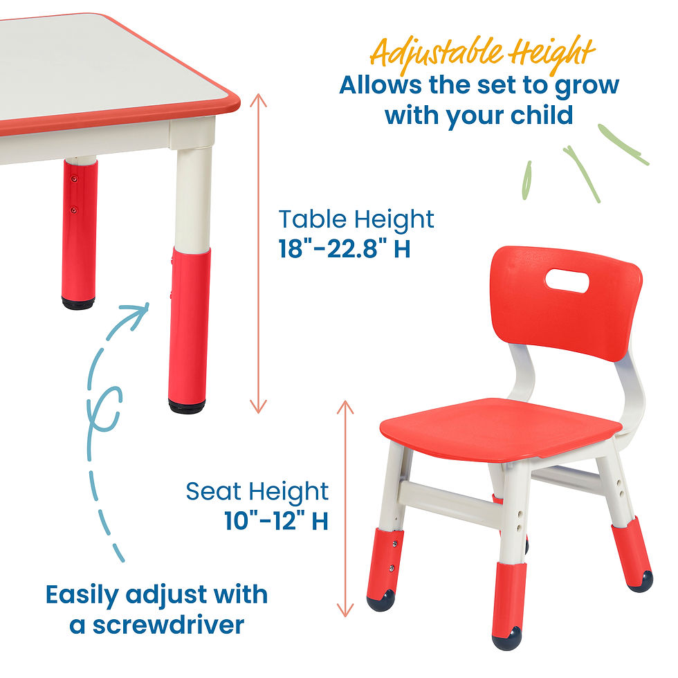 Thumbnail: ECR4Kids Dry-Erase Square Activity Table with 2 Chairs, Adjustable, Kids Furnit