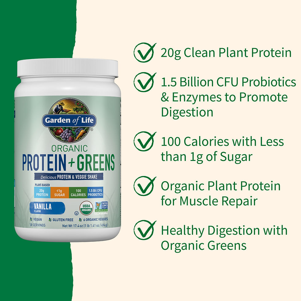 Thumbnail: Garden of Life Organic Plant Protein & Greens Powder, Vanilla Shake,  20g Prote