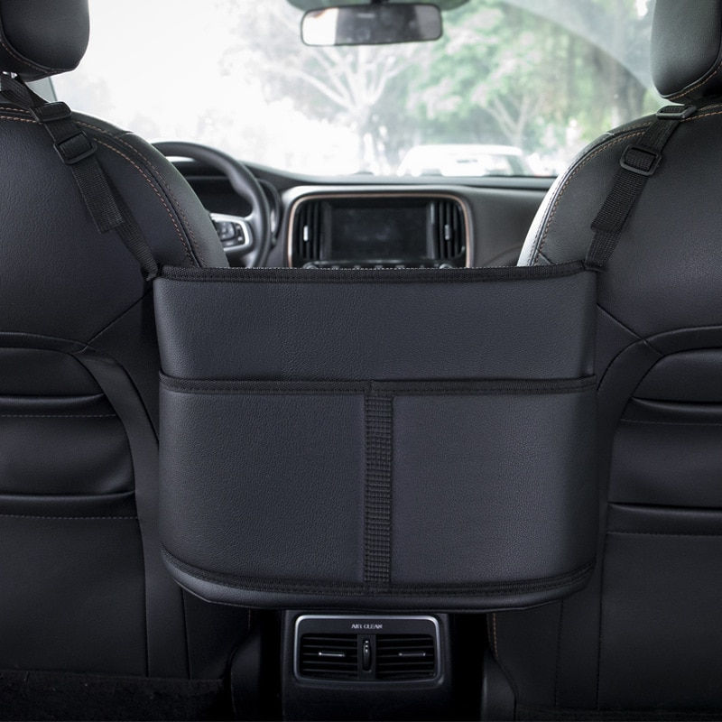 الصورة المصغرة: Car Front Seat Middle Organizer Storage Leather Car Handbag Storage Seat Organi