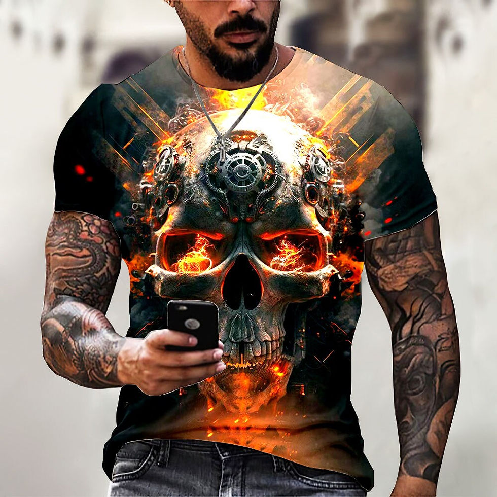 Thumbnail: 2023 Men's Skull Tshirt 3D Printed Skull Graphic T-shirts For Men Oversized Sho