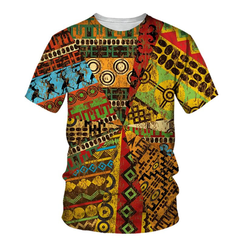 Thumbnail: African Harajuku Men's T-shirt Summer Leisure O-neck Oversized Short Sleeve Fas