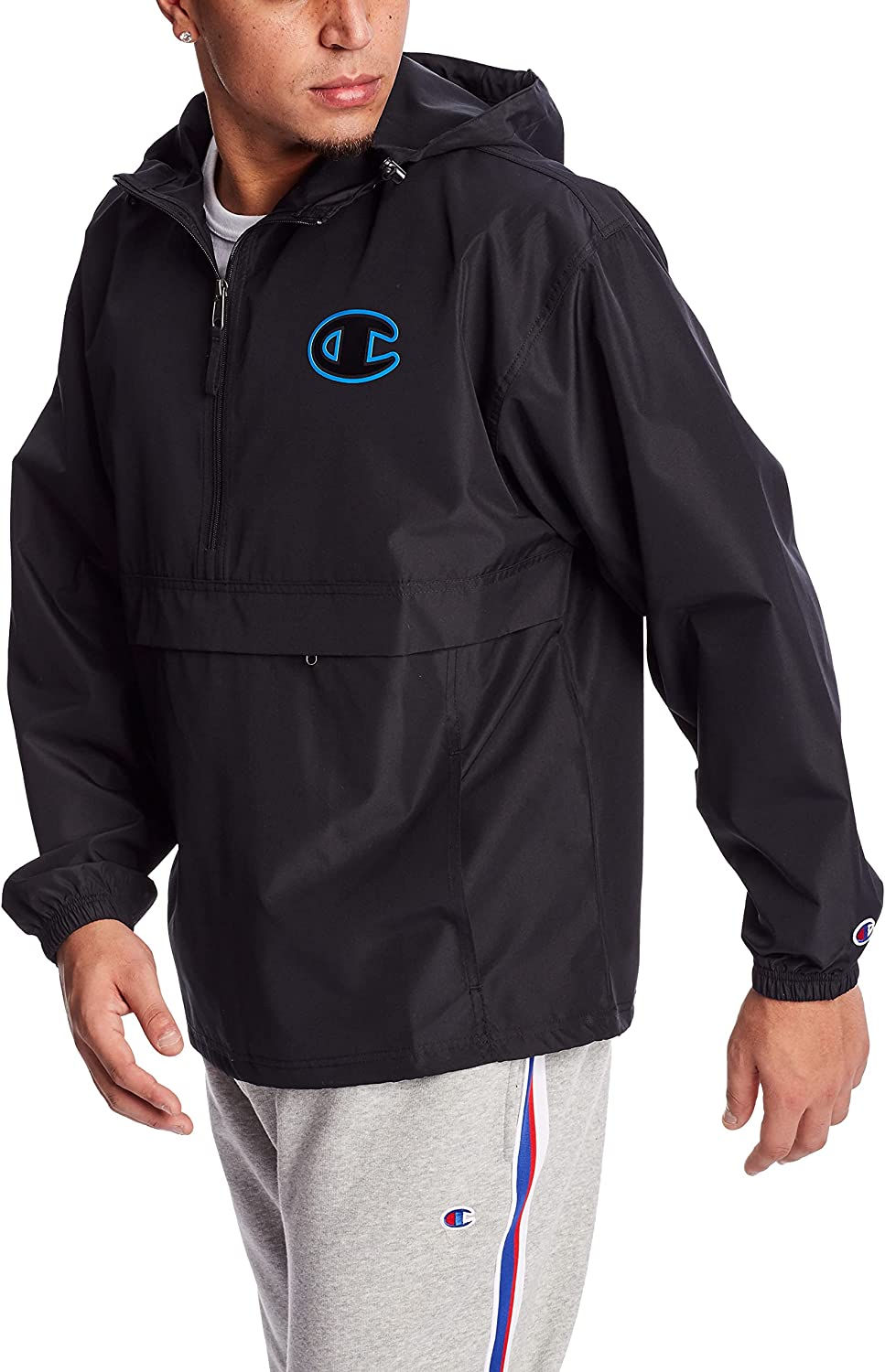 Thumbnail: Champion Men's Packable Recycled Windbreaker Jacket, Wind- and Water-Resistant 