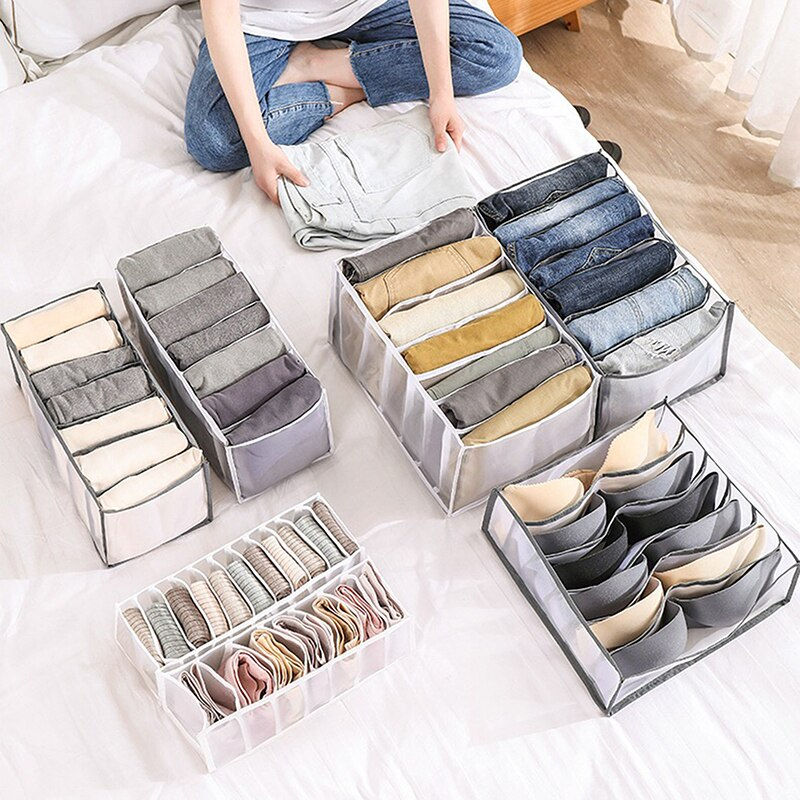 Thumbnail: Jeans Compartment Storage Box Closet Clothes Drawer Mesh Separation Box Underwe