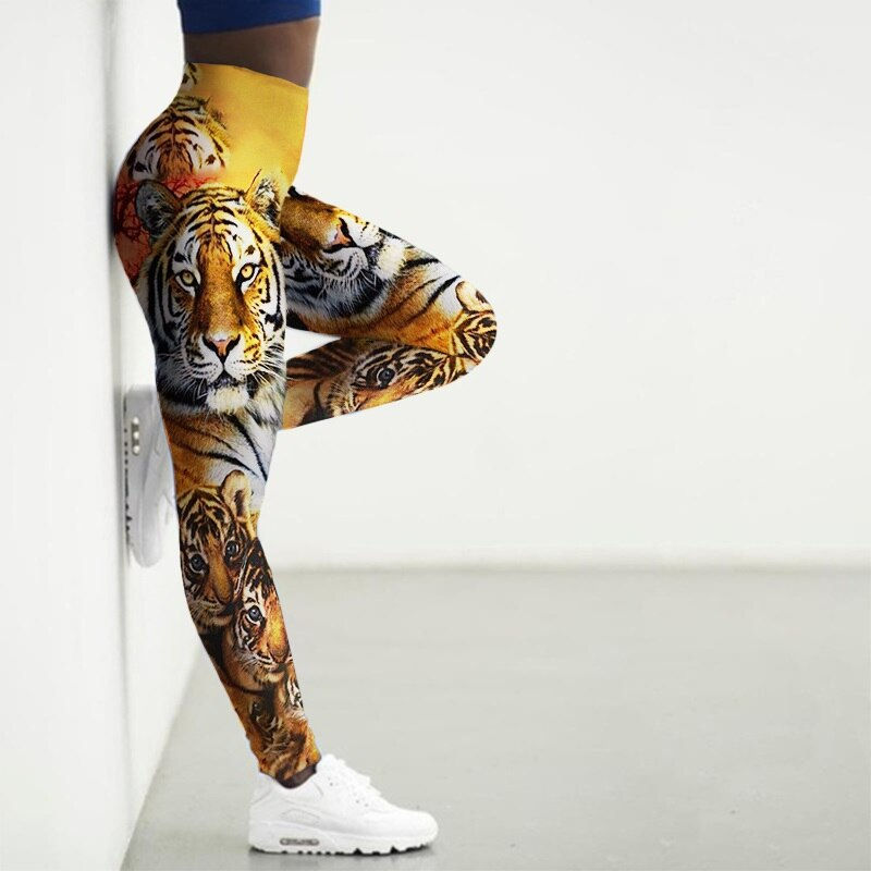 Thumbnail: Leggings Women High Waist 3D Tiger Printed Yoga Pants Tights Gym Clothing Anima