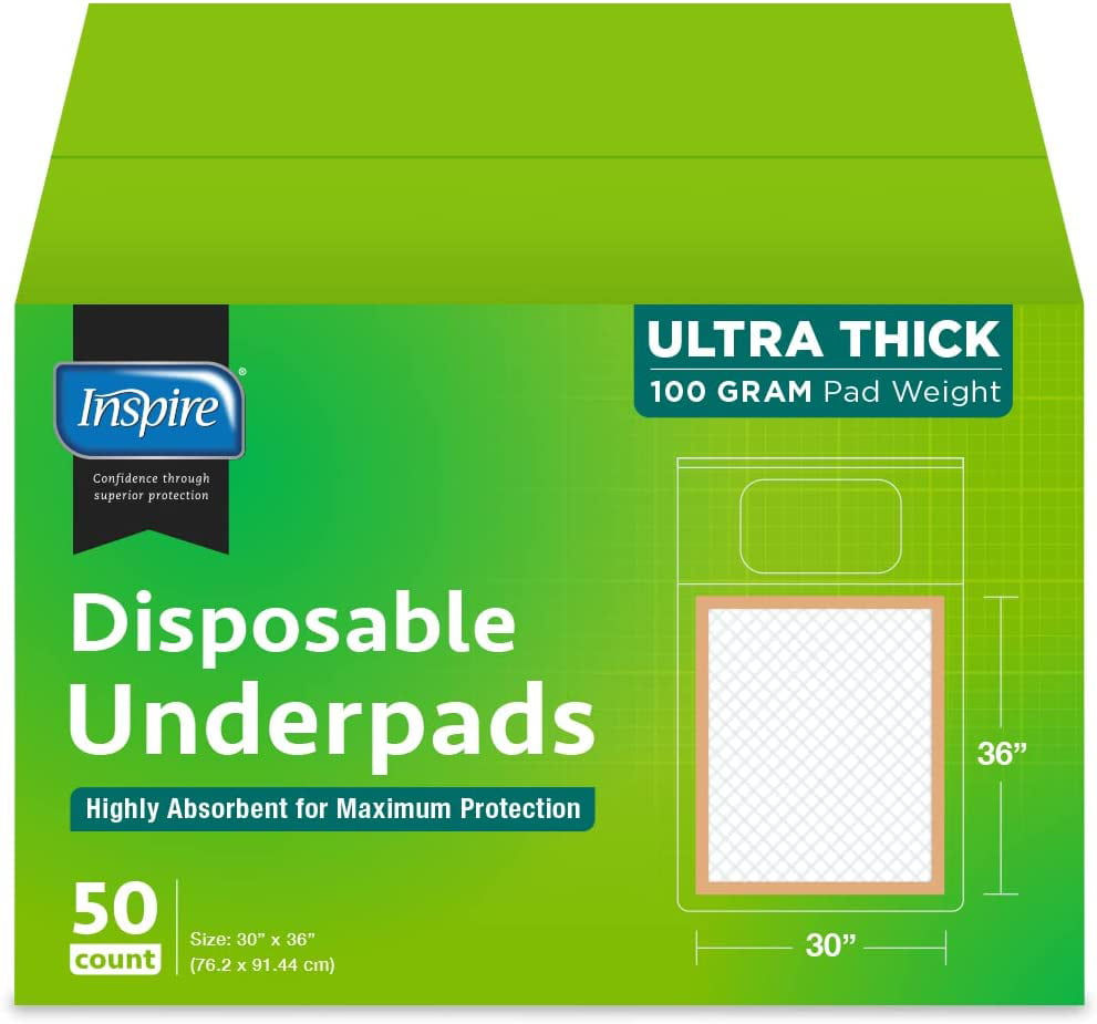 Inspire Absorbent Bed Pads for Incontinence Disposable XL 30 x 36 Super | The