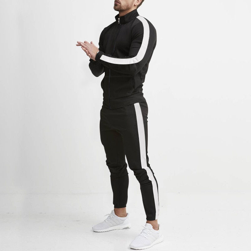 Thumbnail: Spring Men Tarcksuits Patchwork Color Sportswear Suits Men's Stand Collar Jacke
