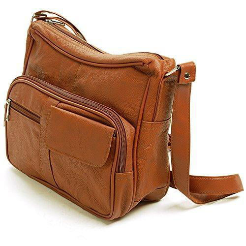 الصورة المصغرة: Women's Leather Organizer Purse Shoulder Bag Multiple Pockets Cross Body Handbag