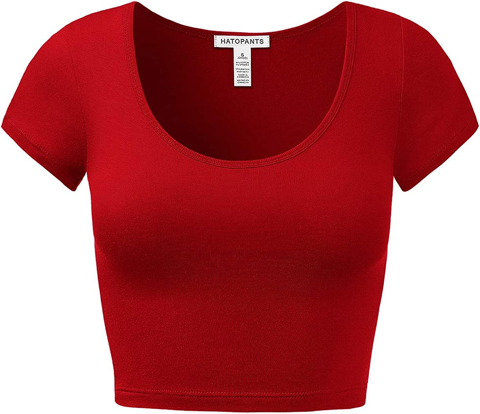Thumbnail: Women's Cotton Basic Scoop Neck Crop Top Short Sleeve Tops