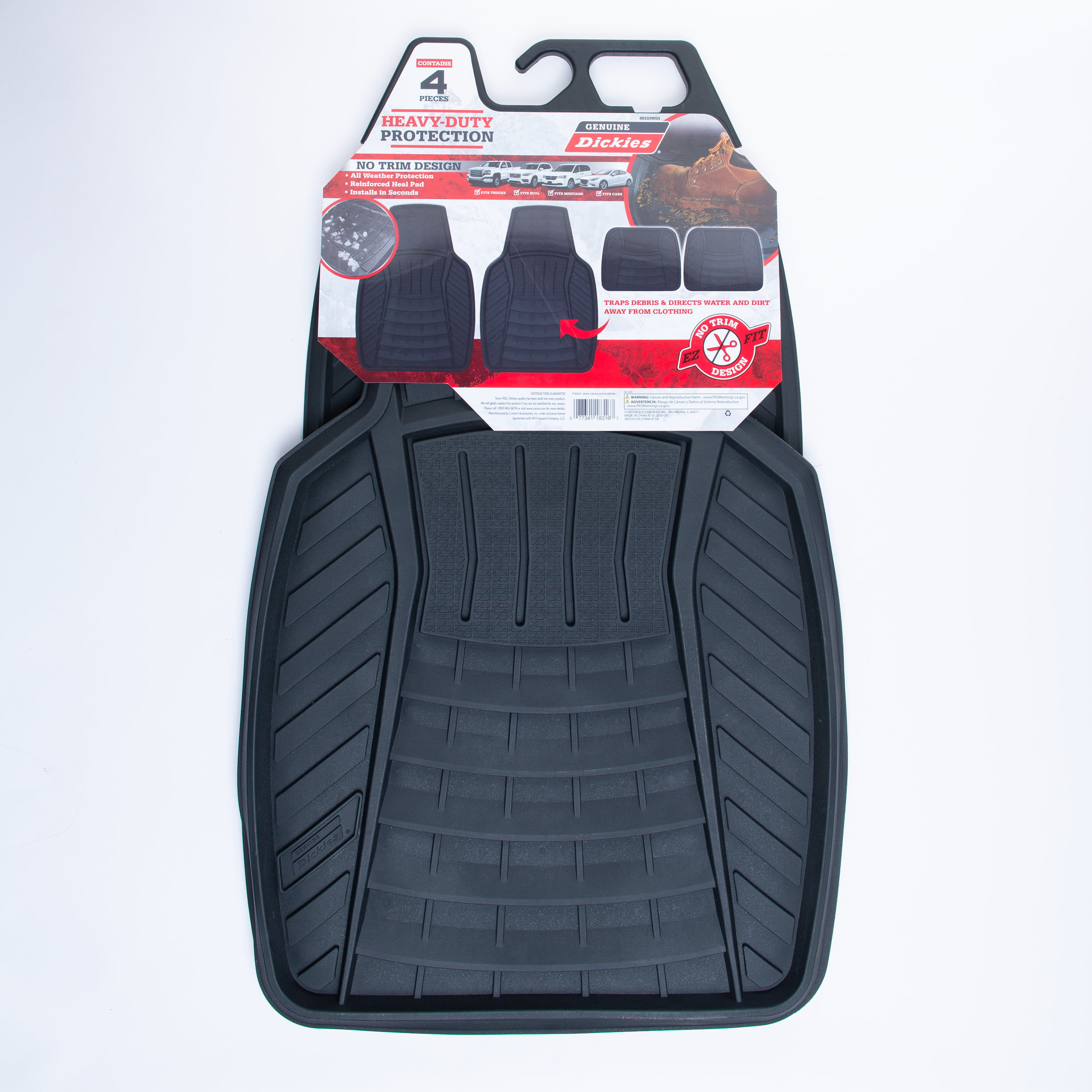 Genuine Dickies 4 Piece Heavy Duty All Weather Floor Mats Black, 80333WDI