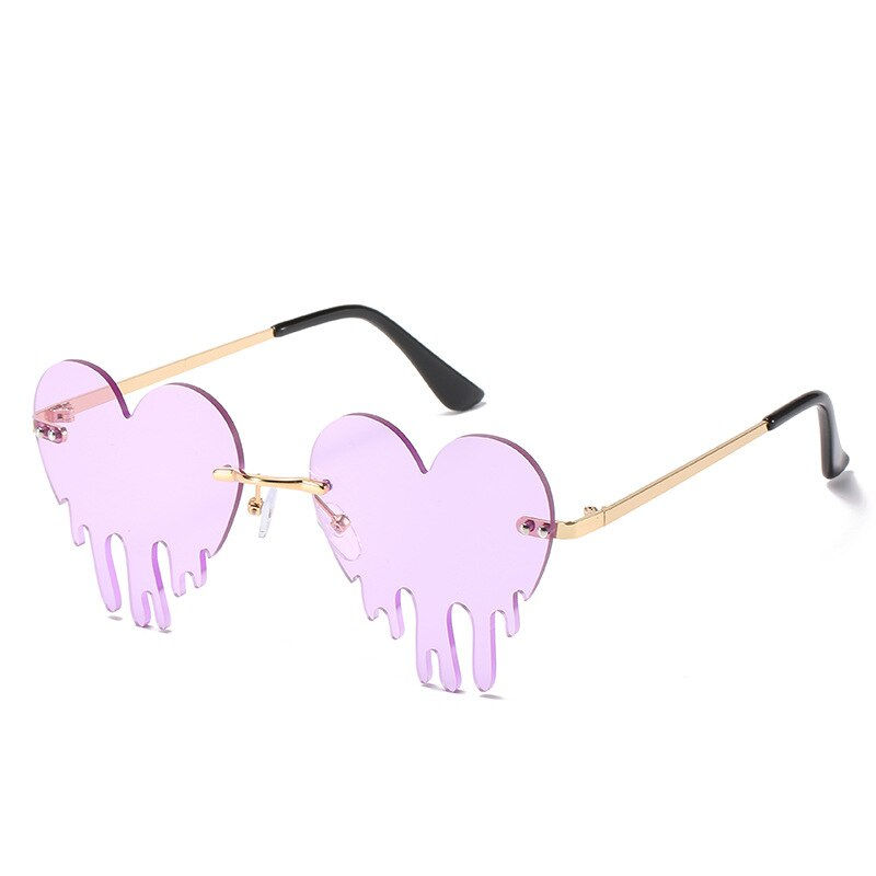 Thumbnail: Popular Unique Heart Rimless Sunglasses Women New Fashion Red Blue Tears Shape 