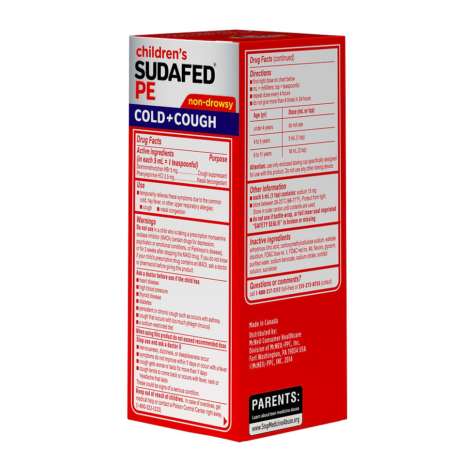Miniature : Children's Sudafed PE Cold + Cough Suppressant, Cold Medicine & Nasal Decongest