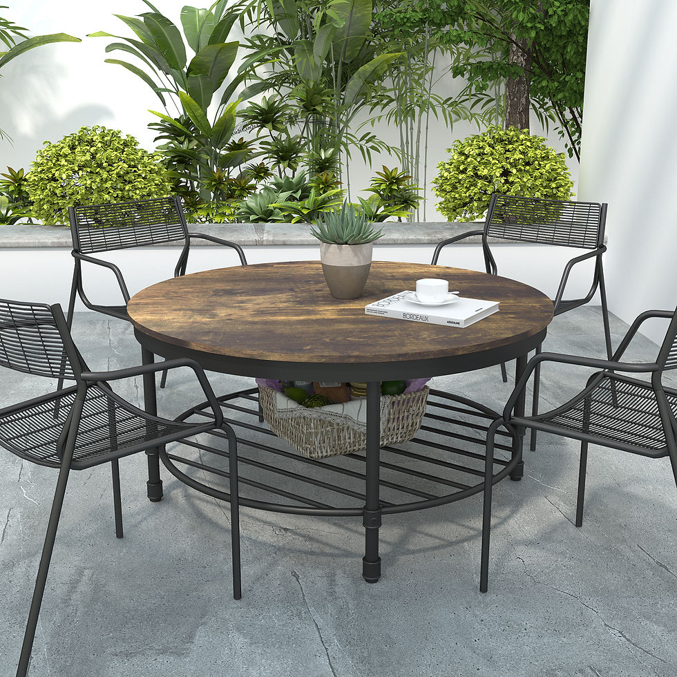 Miniaturbild: Weehom 2-Tier Round Coffee Table with Storage Open Shelf, 35" Wooden Industrial