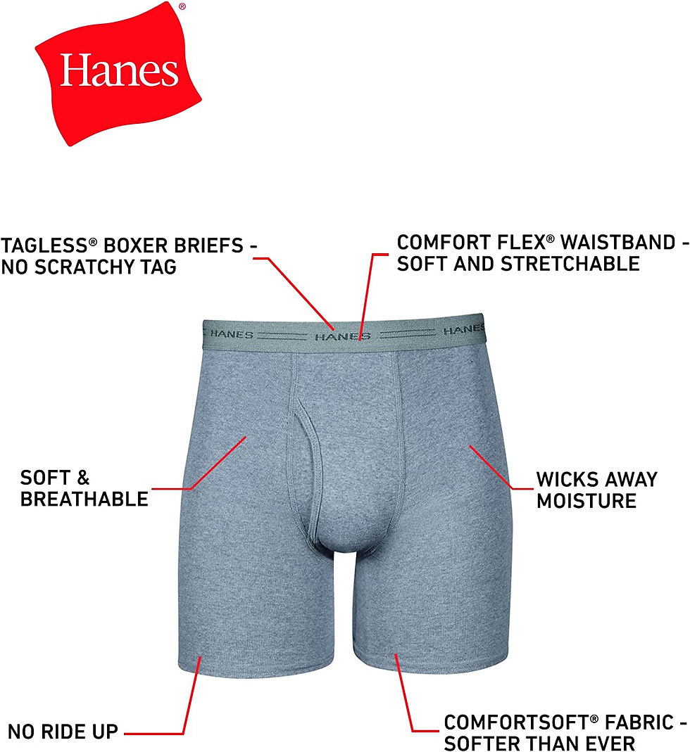 Thumbnail: Hanes Boxer Briefs, Cool Dri Moisture-Wicking Underwear, Cotton No-Ride-up for 