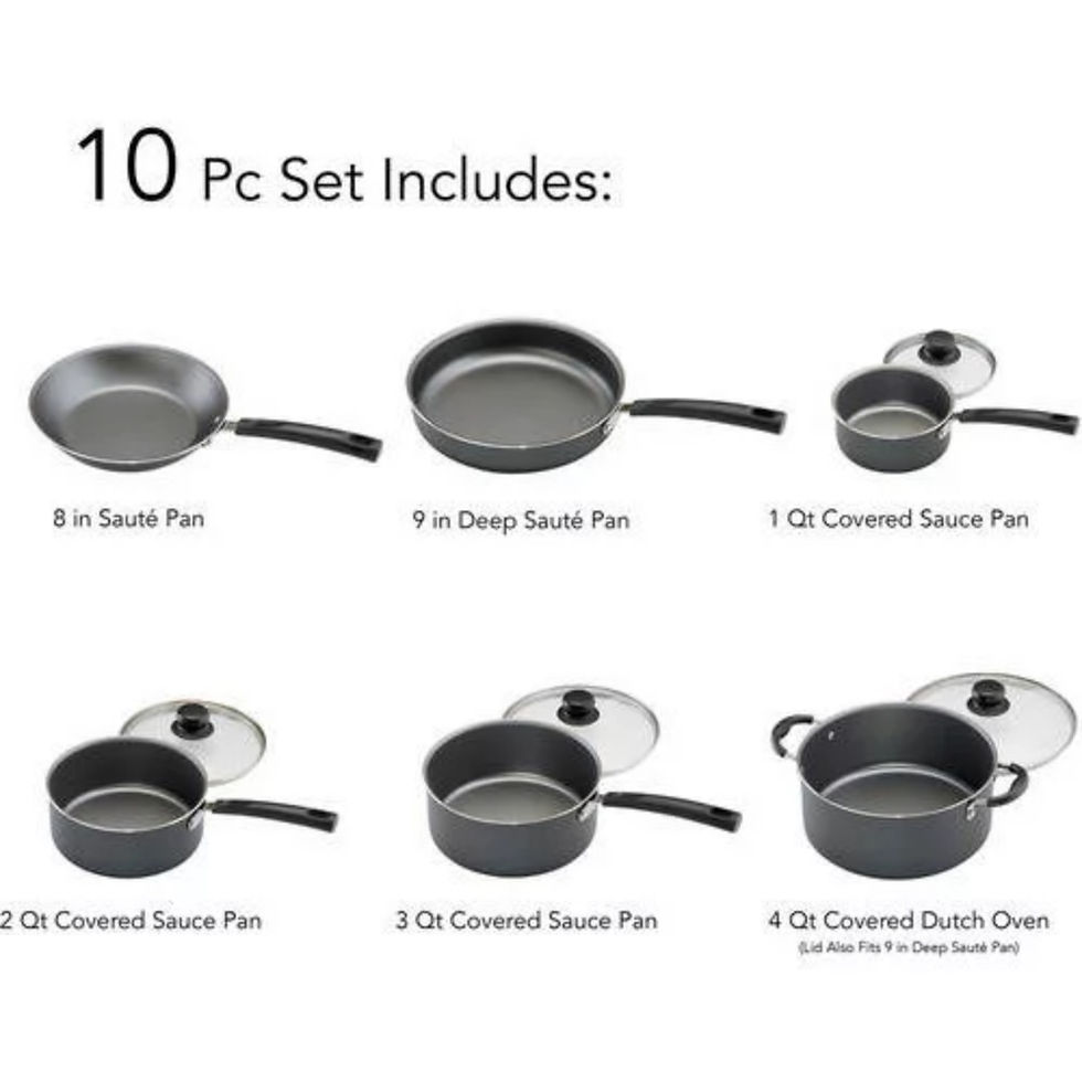 الصورة المصغرة: Primaware Non-stick Cookware Set, 10 Piece Kitchen Utensils Pots, Pans and Uten