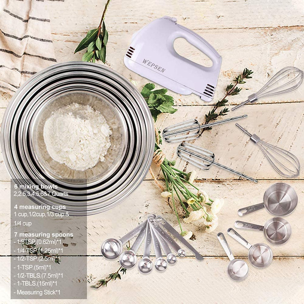 Thumbnail: KOSBON Electric Hand Mixer Mixing Bowls Set, Upgrade 5-Speeds Mixers with 6 Sil