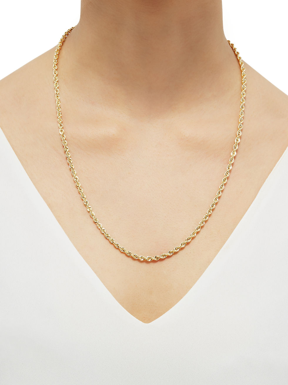 Thumbnail: Brilliance Fine Jewelry 10K Yellow Gold Hollow 3.40MM-3.45MM Rope Chain, 24"
