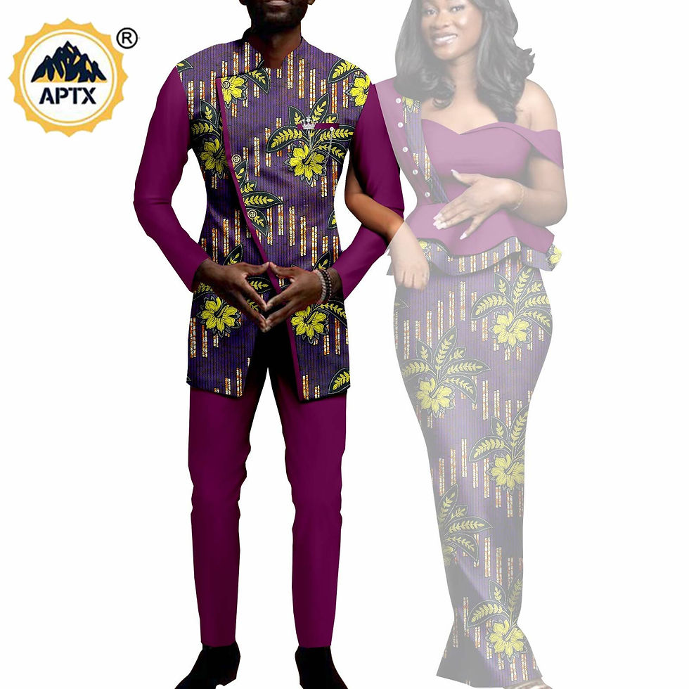 Thumbnail: African Dresses for Women Matching Couple Outfits Men Jackets Coats and Pants S