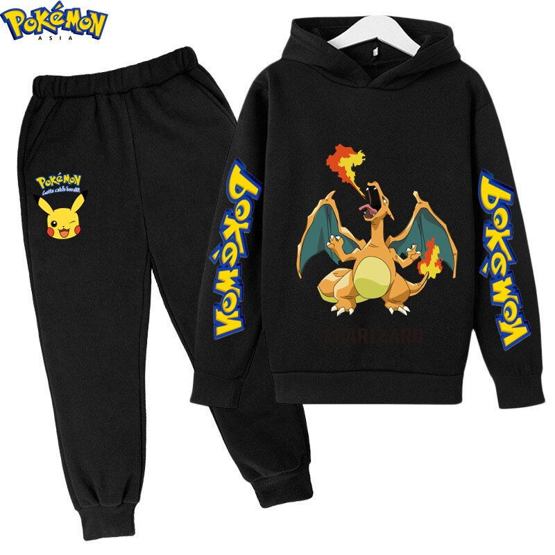 Thumbnail: Pikachu Dragon Kids Sweatshirt Pants Suit Coat Casual Boys Girls Long Sleeve Po