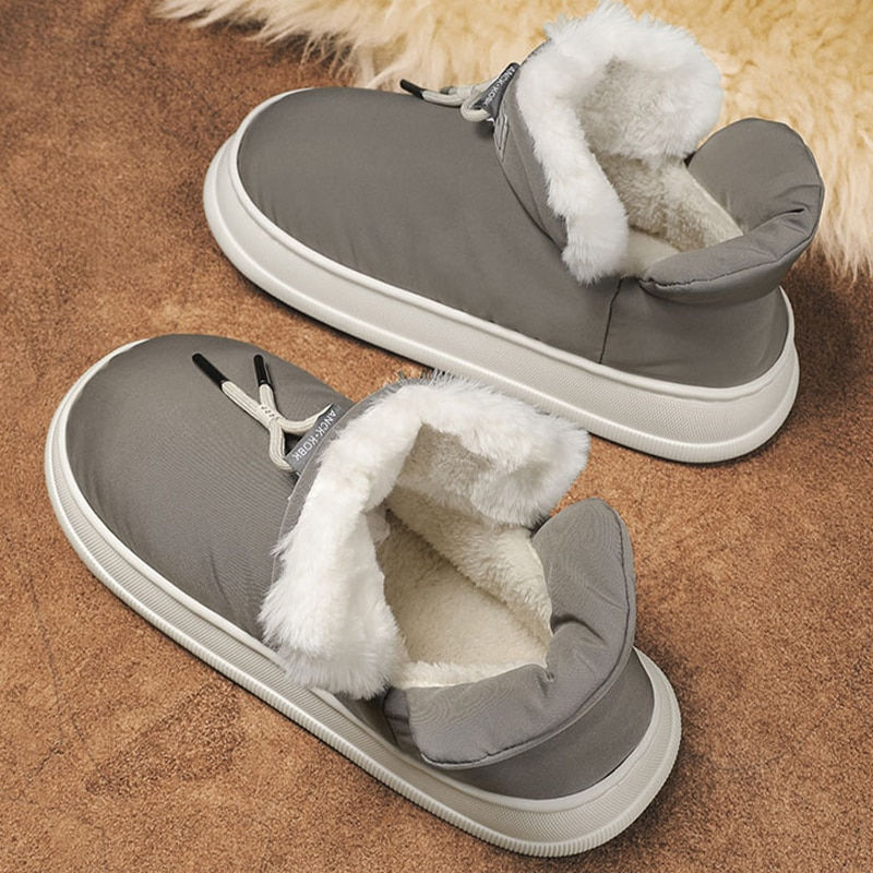 Miniaturbild: Winter Men Snow Boots Warm Plush Ankle Boots Outdoor Home Cotton Men's Slippers