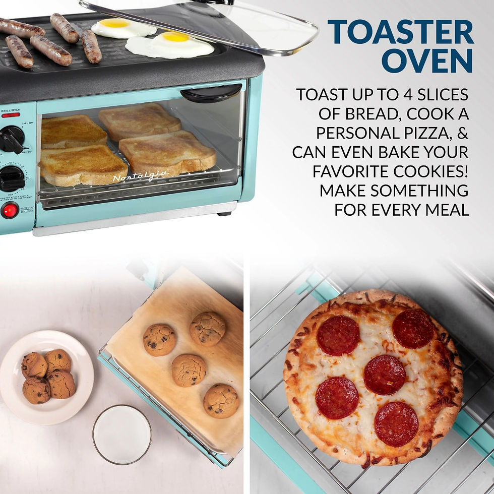 Miniaturbild: Retro 3-in-1 Family Size Electric Breakfast Station, Coffeemaker, Griddle, Toas