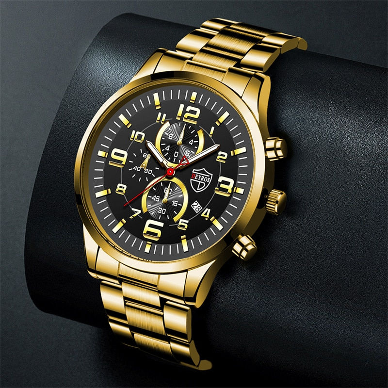 Thumbnail: Fashion Mens Sports Watches for Men Luxury Stainless Steel Quartz Wrist Watch L