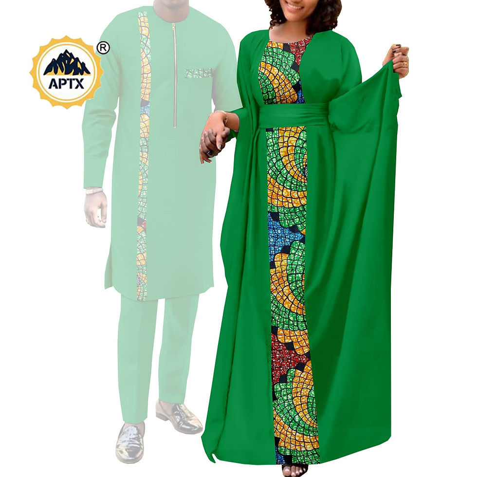 Thumbnail: African Clothes for Couples Women Ankara Print Long Dresses Match Men Outfits T