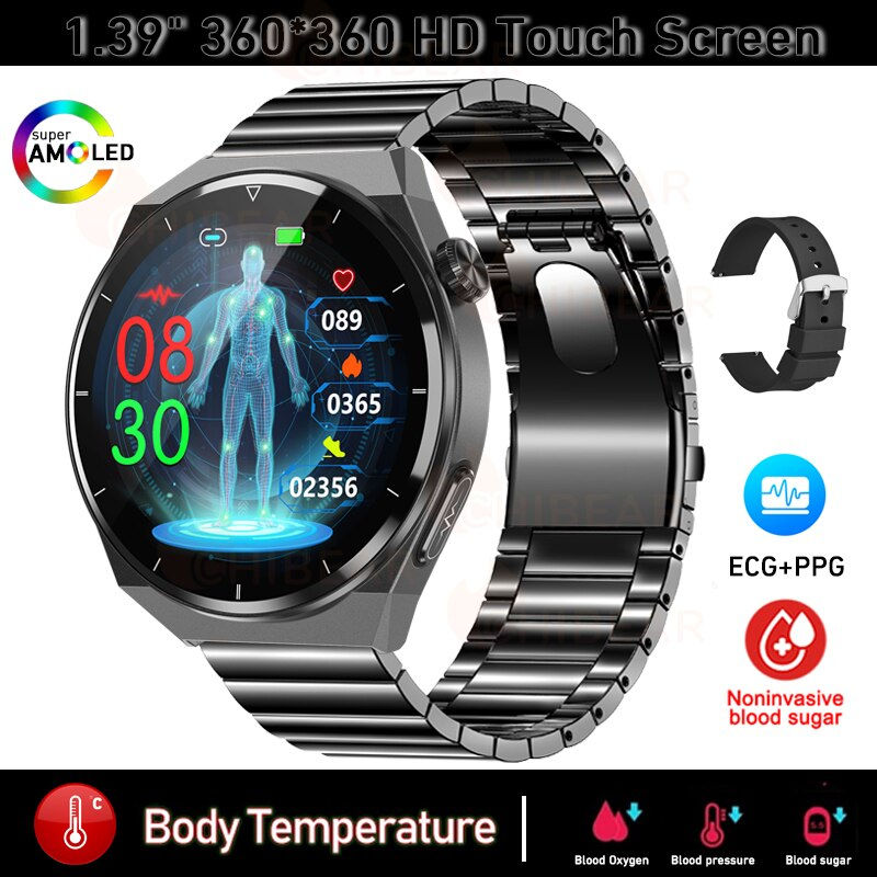 Thumbnail: New IP68 Waterproof Smart Watch Men Non-invasive Blood Glucose Blood Pressure M