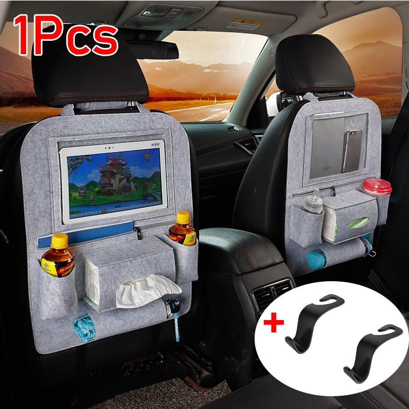 Miniature : Multi-Function Car Organizer Seat Back Hanging Bag With Touch Screen Tablet Hol