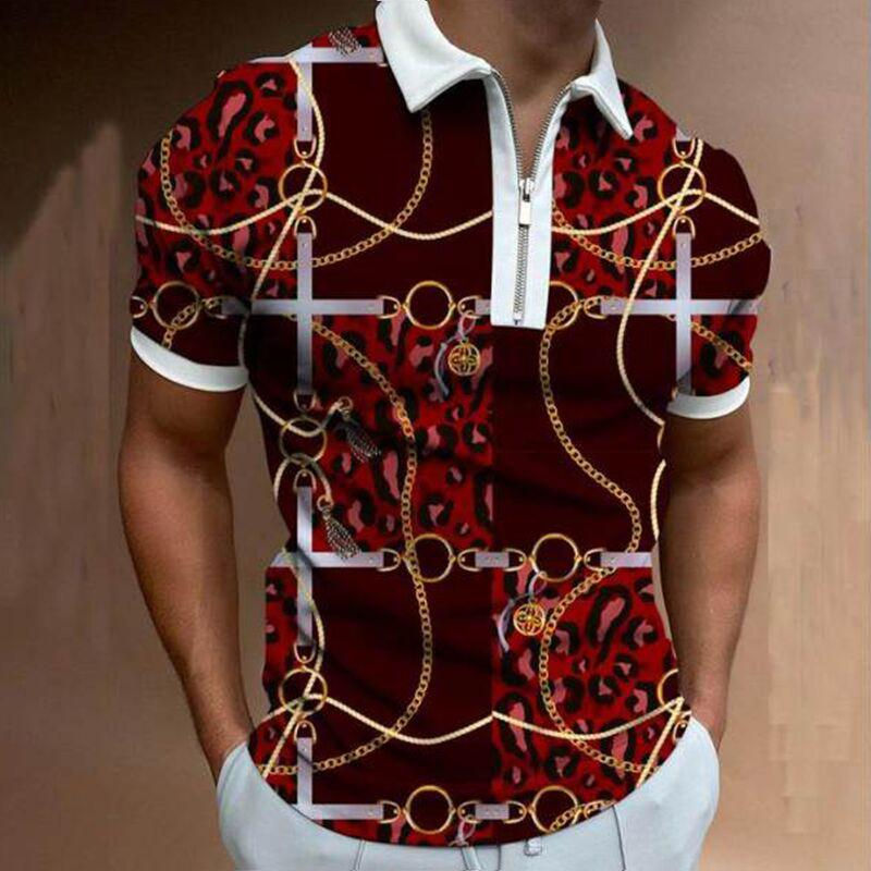 Thumbnail: New Men Polo Shirts Summer Casual Fashion Short Sleeve Striped Polo s Men High 