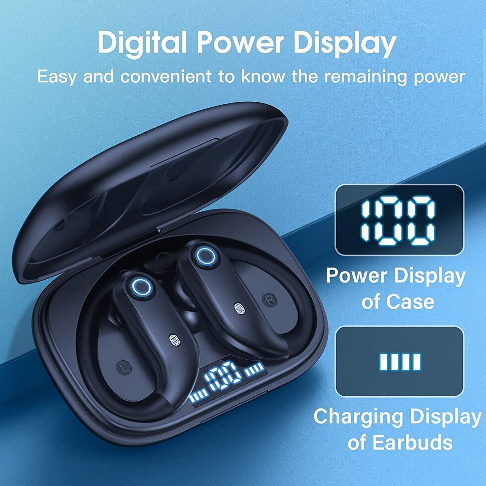 थंबनेल: Bluetooth Headphones 48Hrs Playback Wireless Earbuds with Wireless Charging Cas