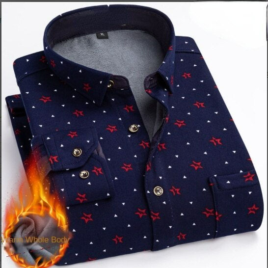 Thumbnail: 2022 Autumn/Winter New Men's Fashion Casual Plaid Long Sleeve Shirt Men's Fleec