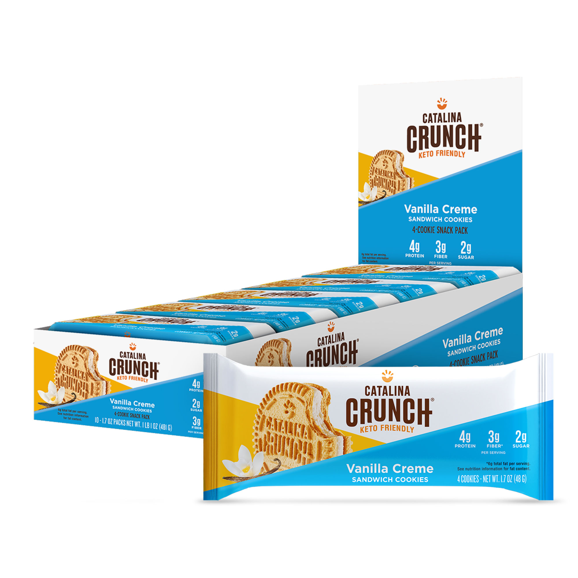 Catalina Crunch Vanilla Creme Keto Sandwich Cookies, Single Serve, 4 count