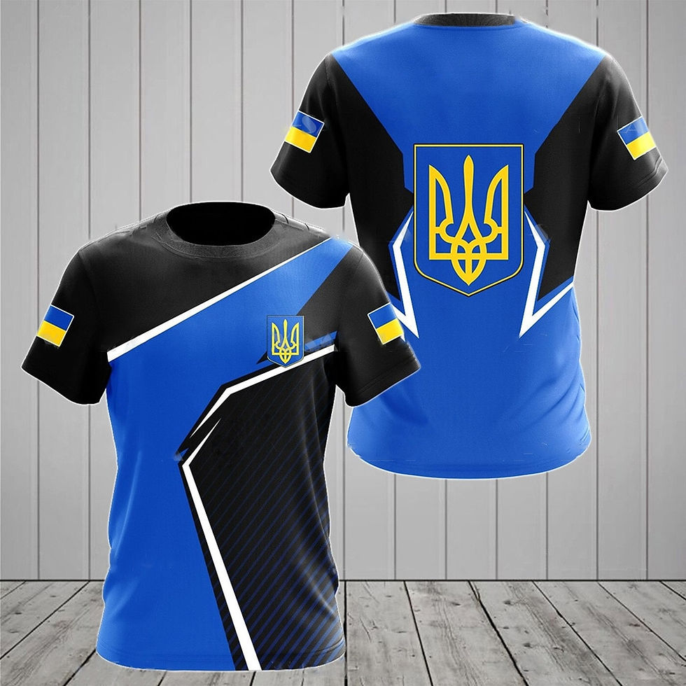 Thumbnail: UKRAINE Men's T-Shirt Summer Short Sleeve Ukraine National Emblem Flag 3D Print