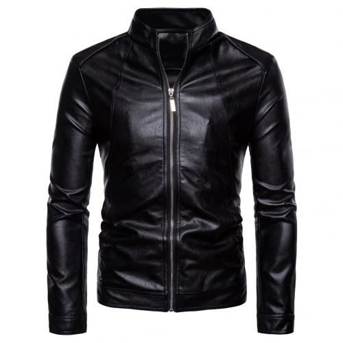 الصورة المصغرة: Men's Slim Jacket Fashion Solid Color Motorcycle Winter Jackets
