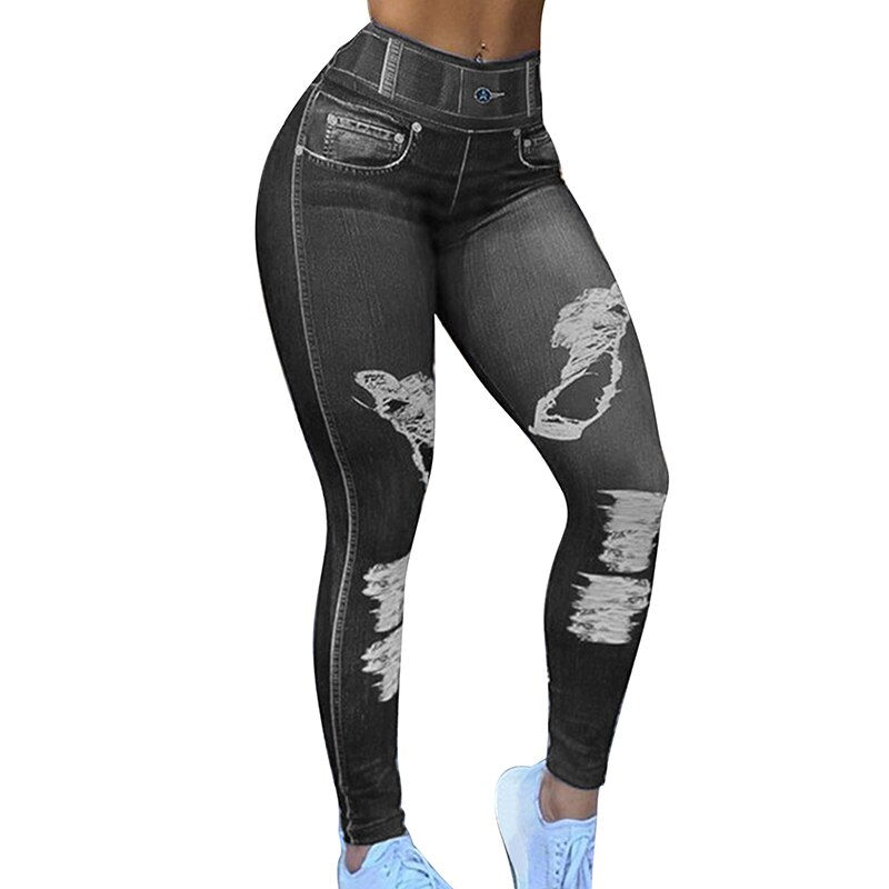 Thumbnail: Plain Solid Color High Waist Cutout Ripped Active Yoga Pants Skinny Chic Summer
