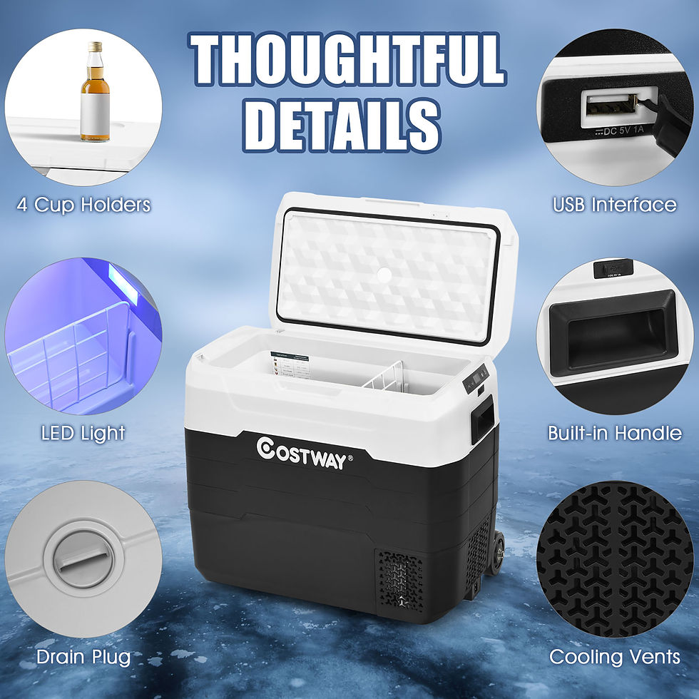 الصورة المصغرة: Costway 53 QT Portable Car Refrigerator Dual-Zone Car Cooler White